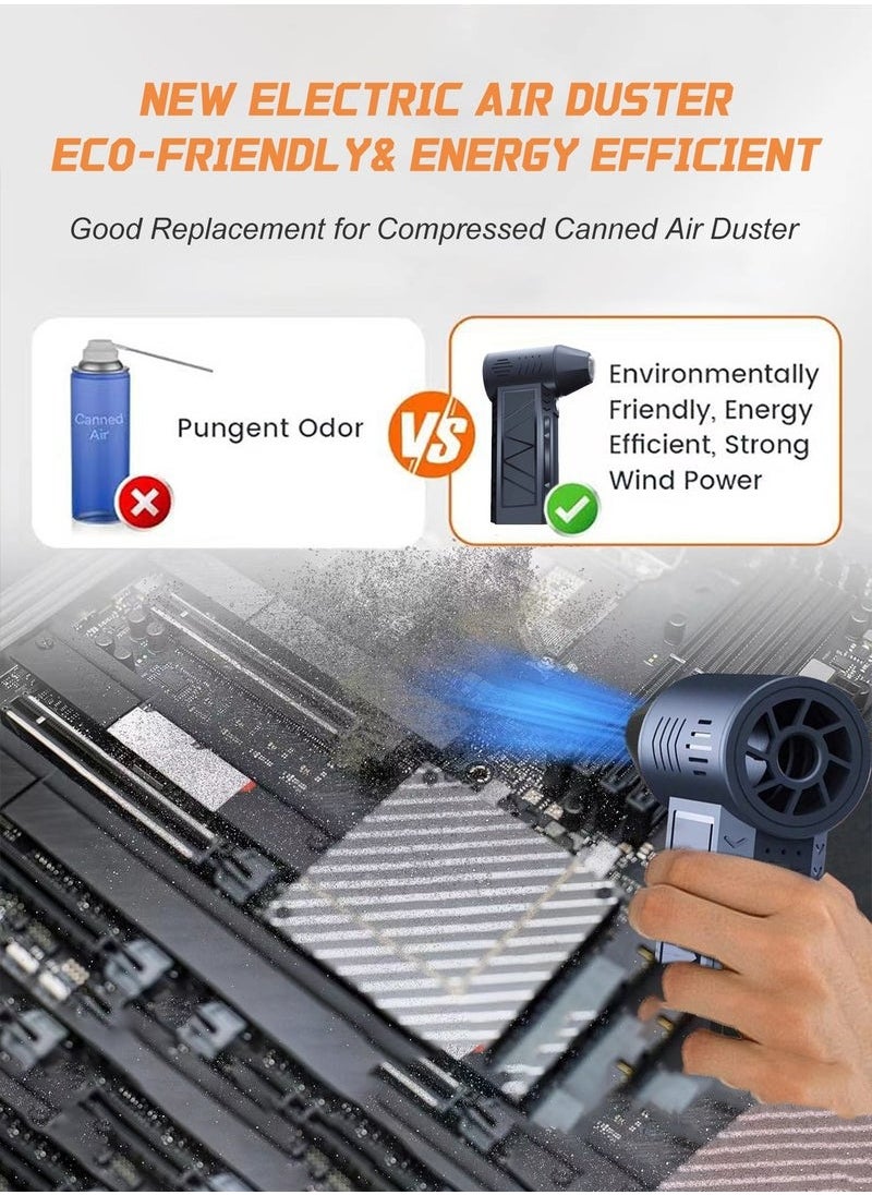 Generic - Electric Air Blower Gun & Small Hand Fan with Turbo Blades,Portable Turbo Fan with LED Light, 130000rpm Blower Fan, Speed Adjustment, Mini Wind Blower BBQ Fan, Efficient Cleaning for Cars Computers Keyboards Sofas, 5000mah TypeC Fast Charging with Case - Image 1