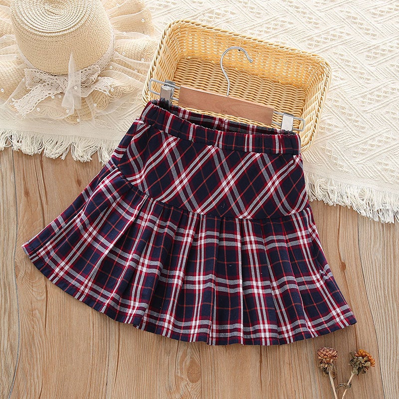 Girls Skirt Summer Style Plaid Skirt Internet Celebrity Jk Skirt Thin Large Kidsren Pleated Skirt Pure Cotton - Image 1