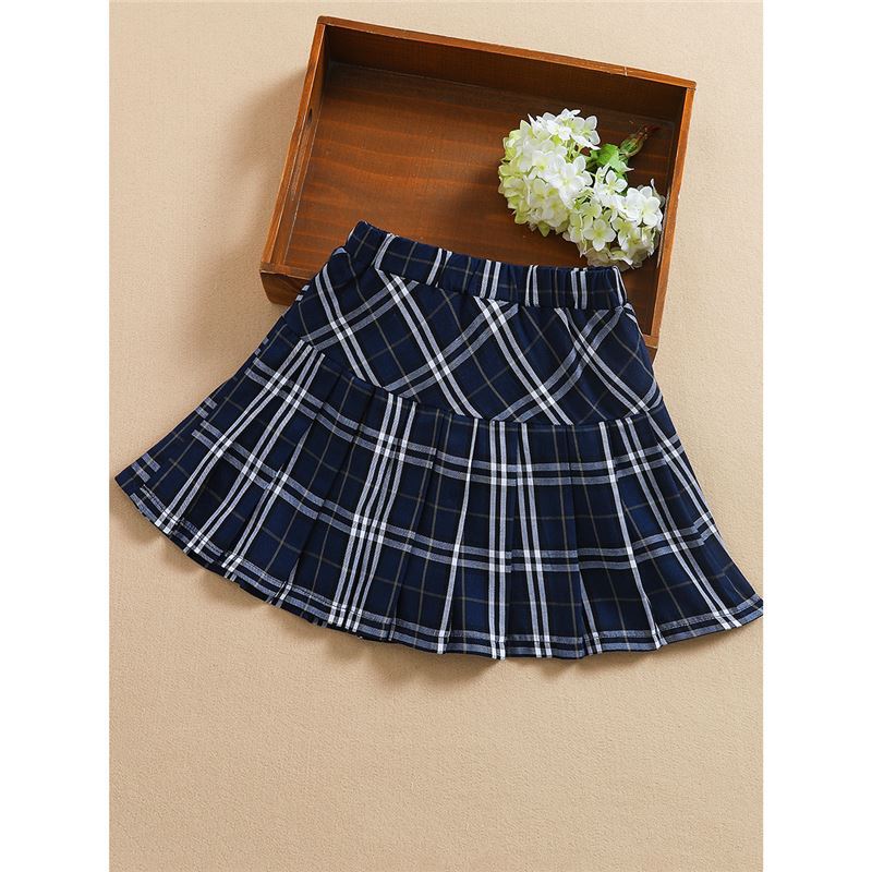 Girls Skirt Summer Style Plaid Skirt Internet Celebrity Jk Skirt Thin Large Kidsren Pleated Skirt Pure Cotton - Image 2