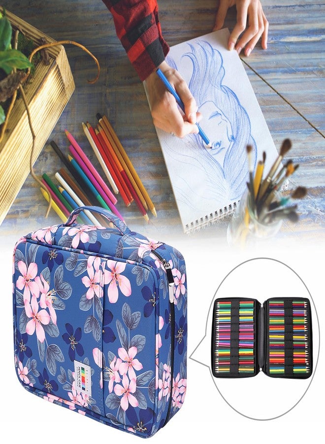 BOMKEE حافظة أقلام كبيرة السعة من بومكي للبالغين، 304 فتحة، حقيبة تنظيم أقلام متعددة المقصورات لأقلام التلوين، الأقلام المميزة، أقلام الجل (زهور ماغنوليا، 304) - Image 3
