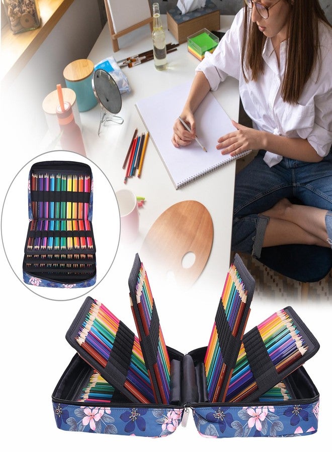 BOMKEE حافظة أقلام كبيرة السعة من بومكي للبالغين، 304 فتحة، حقيبة تنظيم أقلام متعددة المقصورات لأقلام التلوين، الأقلام المميزة، أقلام الجل (زهور ماغنوليا، 304) - Image 2