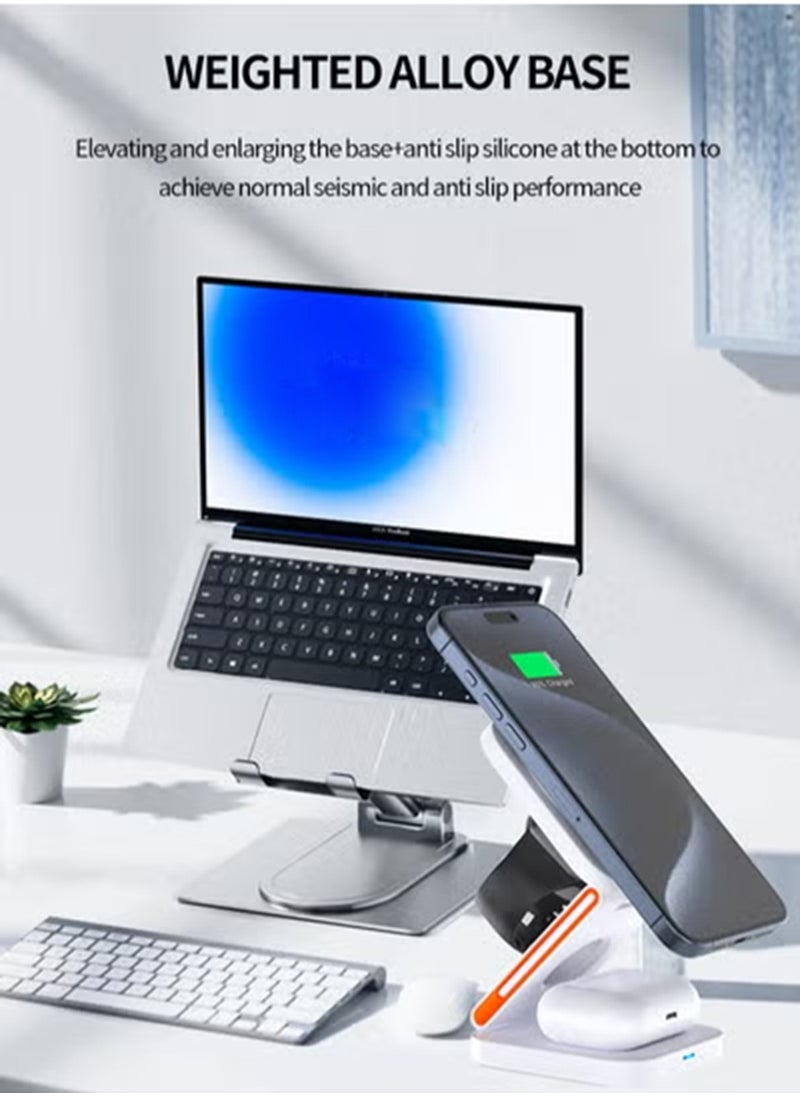Generic 3 In 1 Magnetic Wireless Charger Station, Fast Wireless Charger Stand for Fast Charge, Foldable Suitable For Travel Phone Apple iPhone 15 14 13 12 11 X Pro Max iWatch 8 7 6 5 4 Samsug Galaxy S(Black)  - Image 3