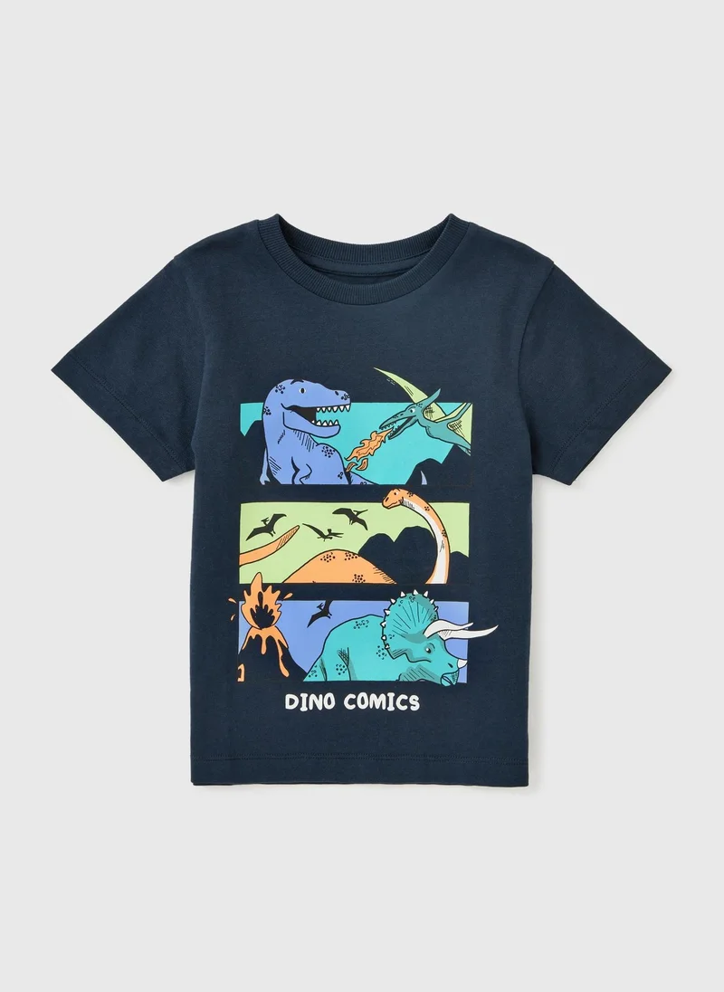 ماتلان Boys Navy Dino Graphic T-Shirt