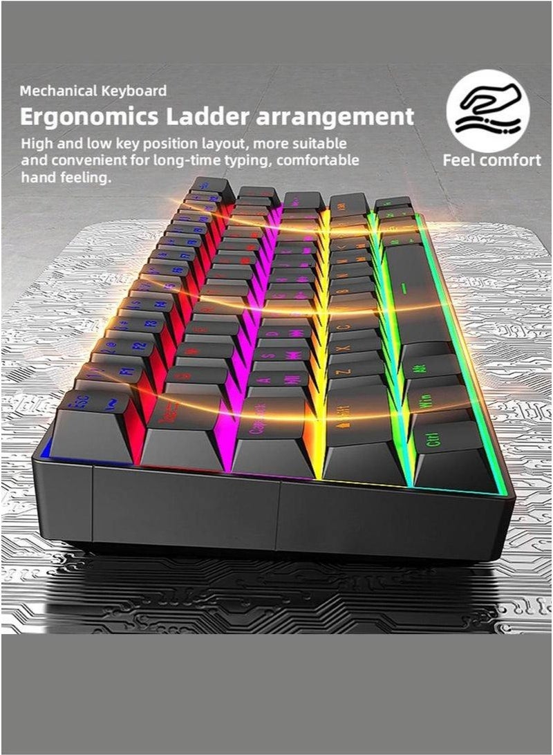 Mechanical Keyboard, Multi-Platform Support (Windows/Mac/Linux/Tablet), 61-Key RGB Backlit Brown Switch Gaming Keyboard - Image 4