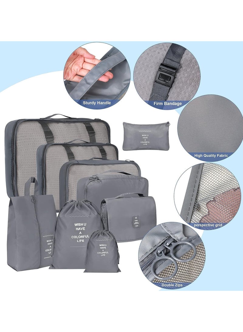AUTOYSUR 11pcs Packing Cubes for Suitcases Travel Bags Organizer for Luggage Travel Cubes Durable Travel Packing Organizers with Toiletries Bag,Lightweight Waterproof Oxford Packing (grey) - Image 2