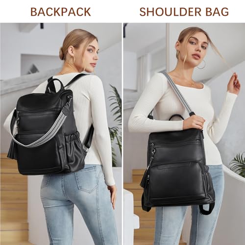 BOSTANTEN PU Leather Laptop Backpack for Women Designer Travel Backpack with Laptop Compartment Ladies Computer Shoulder Bags - Image 3