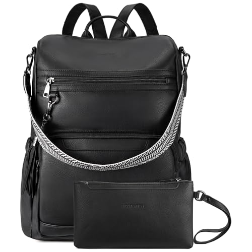 BOSTANTEN PU Leather Laptop Backpack for Women Designer Travel Backpack with Laptop Compartment Ladies Computer Shoulder Bags - Image 1