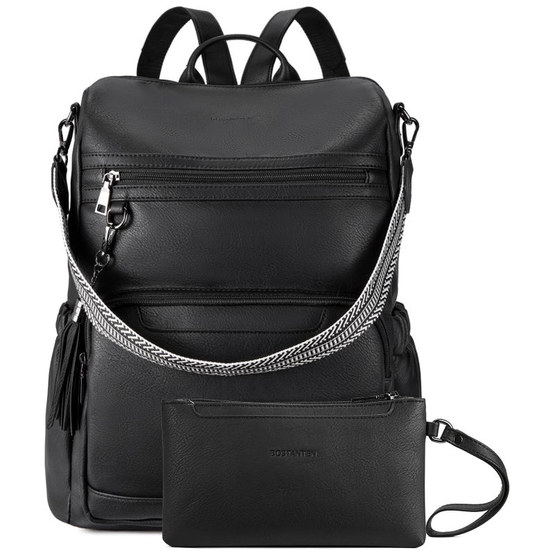 BOSTANTEN PU Leather Laptop Backpack for Women Designer Travel Backpack with Laptop Compartment Ladies Computer Shoulder Bags - Image 2