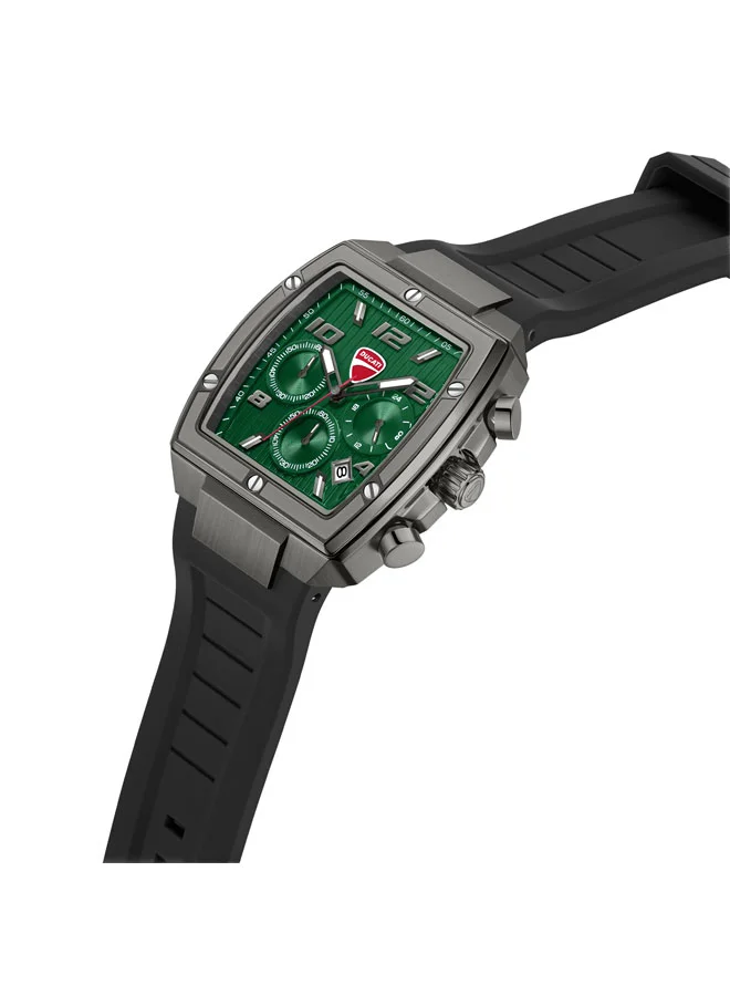 Ducati Pioneer Green Dial, Silicone Strap, Chronograph Watch for Men, 41mm