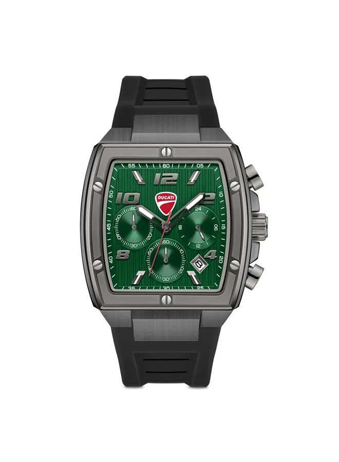 Ducati Pioneer Green Dial, Silicone Strap, Chronograph Watch for Men, 41mm