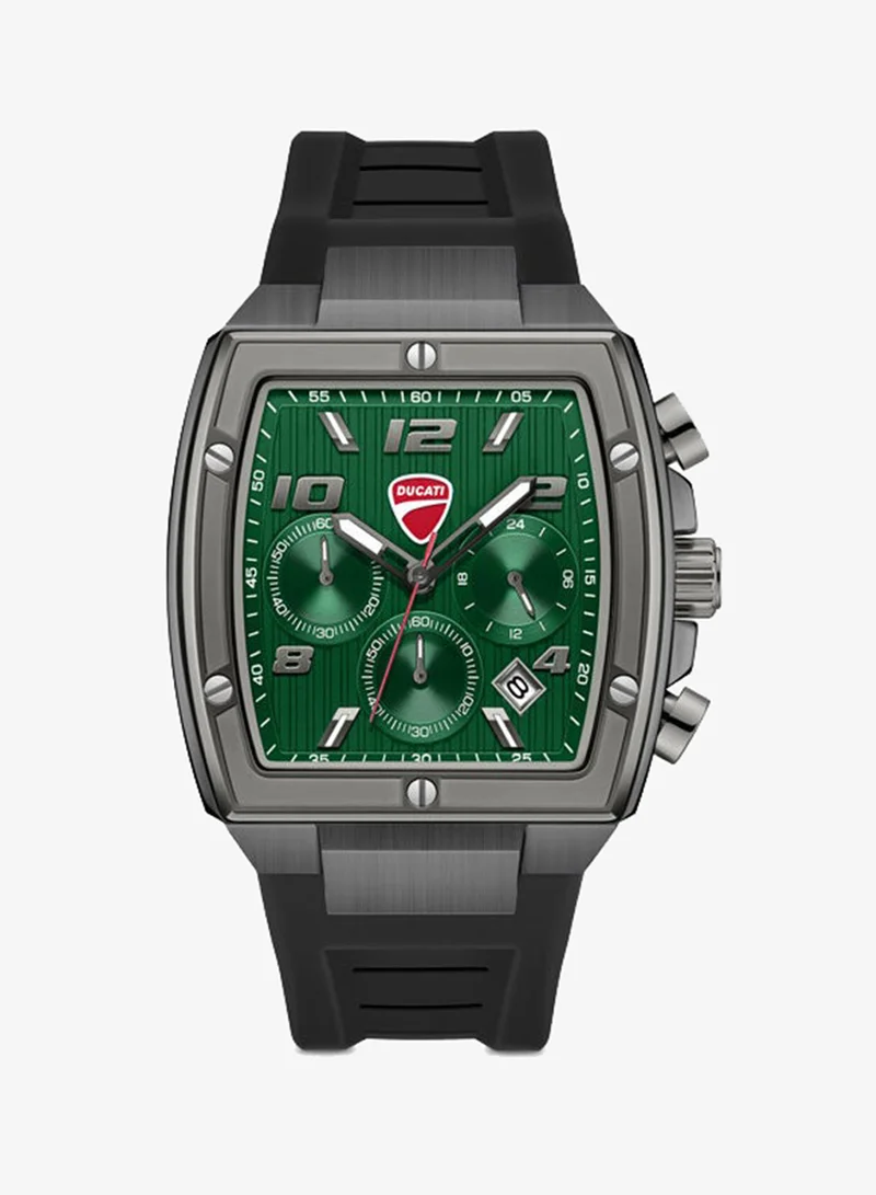 Ducati Pioneer Green Dial, Silicone Strap, Chronograph Watch for Men, 41mm