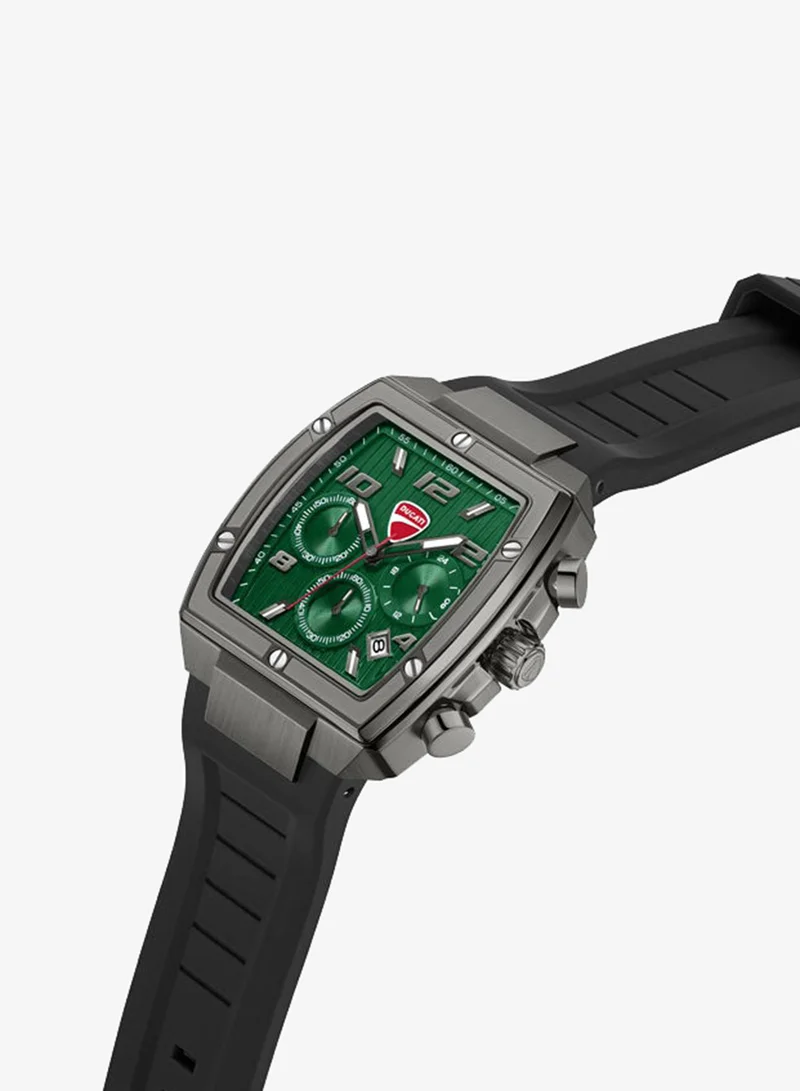 Ducati Pioneer Green Dial, Silicone Strap, Chronograph Watch for Men, 41mm