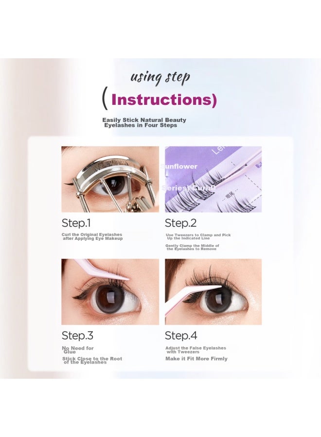 Mr. Wish Xingyuanxiansheng رموش صناعية بدون غراء، شكل الزهرة عباد الشمس الكسول طبيعي عيون منتفخة، مناسب للمبتدئين طبيعي جدًا عيون منتفخة - Image 3
