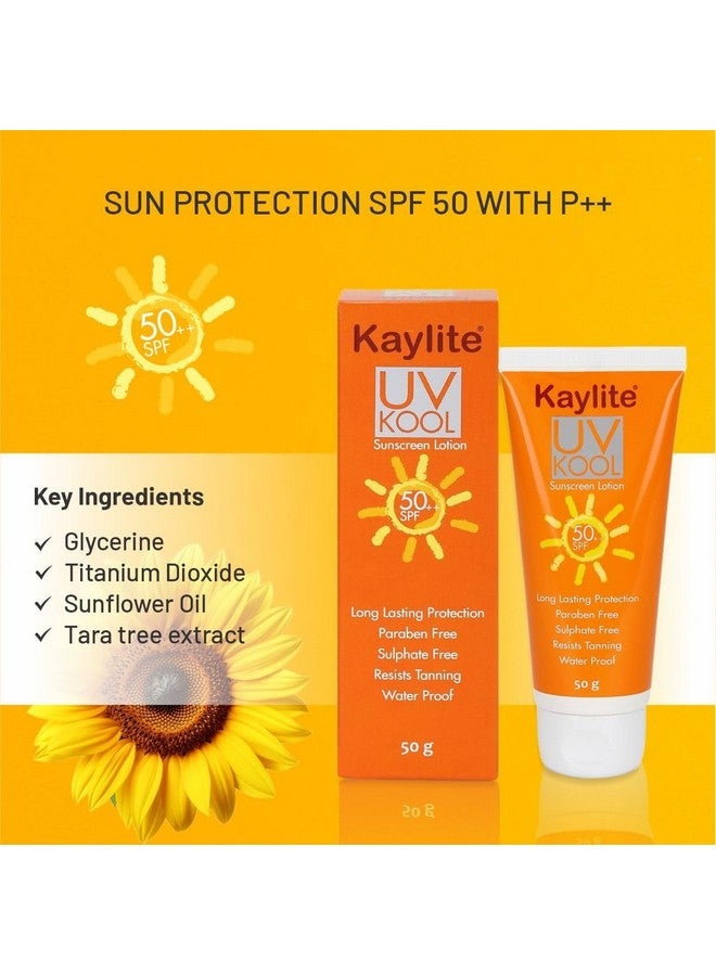 Kaylite UV KOOL Sunscreen Lotion SPF 50 PA++ | UVA/B & Blue Light Protection for Men & Women | Oily, Dry, Sensitive & Combination Skin | 50g for All Skin Types (Pack of 2) - Image 4