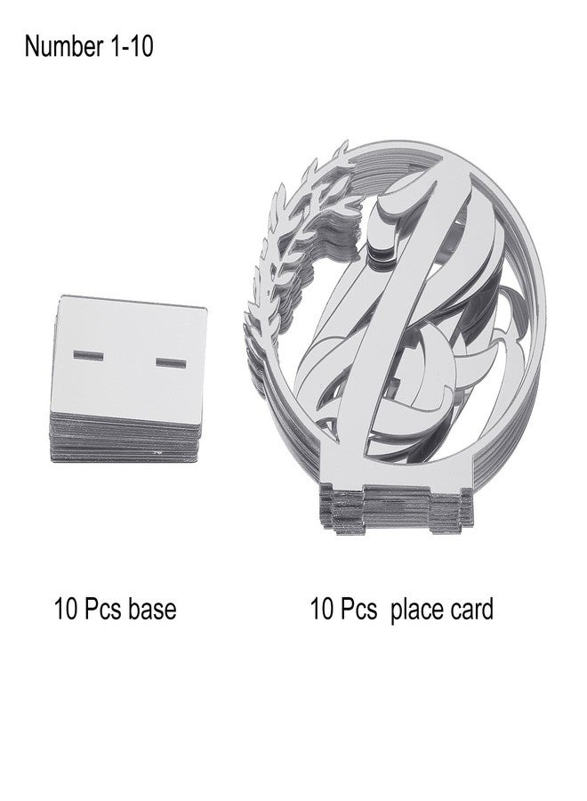ميكسينيتي حاملات أرقام طاولات من الأكريليك من ميكانيكسي، بطاقات أماكن الجلوس، ملصقات مع حوامل، لون فضي، من 1 إلى 10، لحفلات الزفاف والمناسبات والحفلات، قطع مركزية. - Image 5