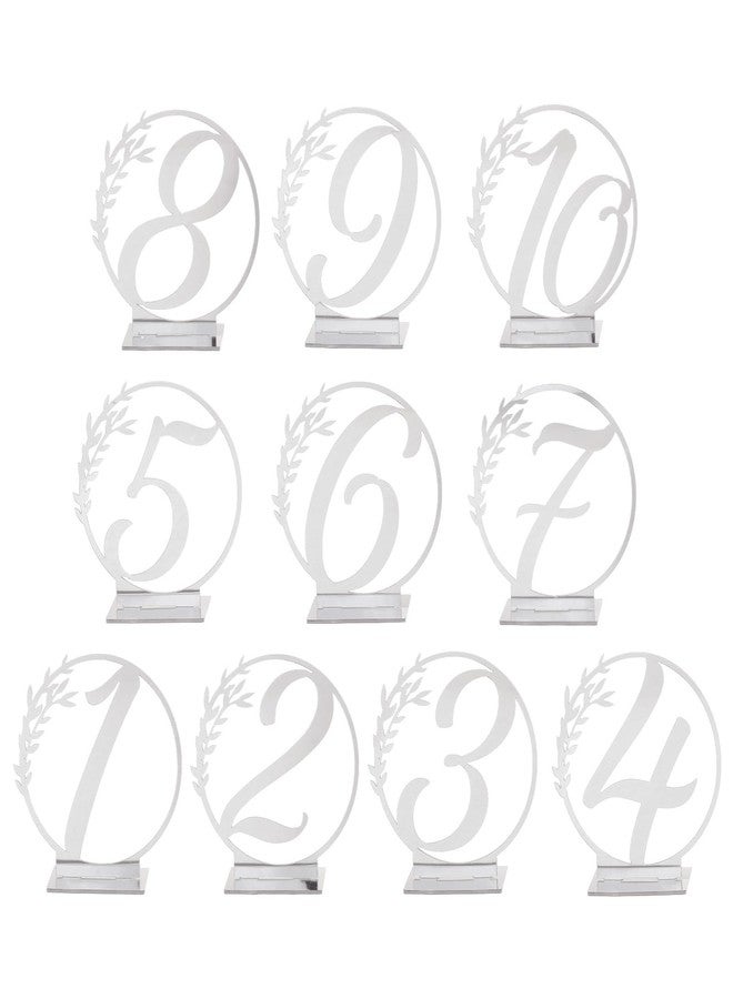 ميكسينيتي حاملات أرقام طاولات من الأكريليك من ميكانيكسي، بطاقات أماكن الجلوس، ملصقات مع حوامل، لون فضي، من 1 إلى 10، لحفلات الزفاف والمناسبات والحفلات، قطع مركزية. - Image 2