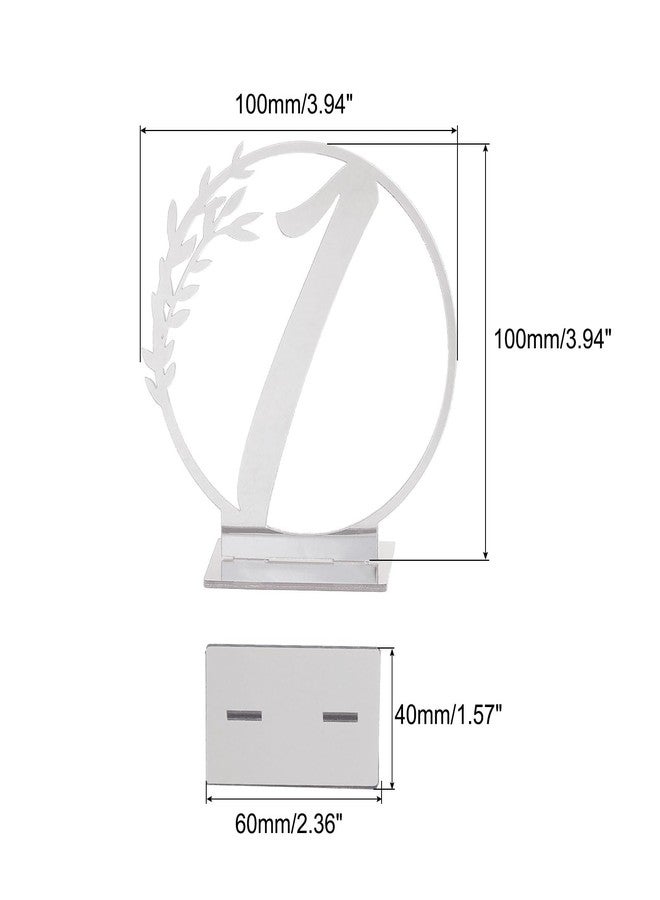 ميكسينيتي حاملات أرقام طاولات من الأكريليك من ميكانيكسي، بطاقات أماكن الجلوس، ملصقات مع حوامل، لون فضي، من 1 إلى 10، لحفلات الزفاف والمناسبات والحفلات، قطع مركزية. - Image 4