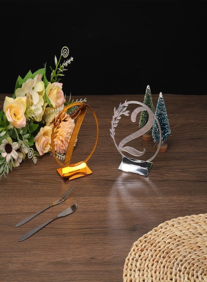 ميكسينيتي حاملات أرقام طاولات من الأكريليك من ميكانيكسي، بطاقات أماكن الجلوس، ملصقات مع حوامل، لون فضي، من 1 إلى 10، لحفلات الزفاف والمناسبات والحفلات، قطع مركزية. - Image 3