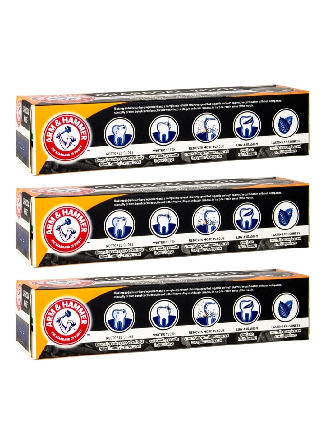 ARM & HAMMER Charcoal White Toothpaste 75ml 3PCS