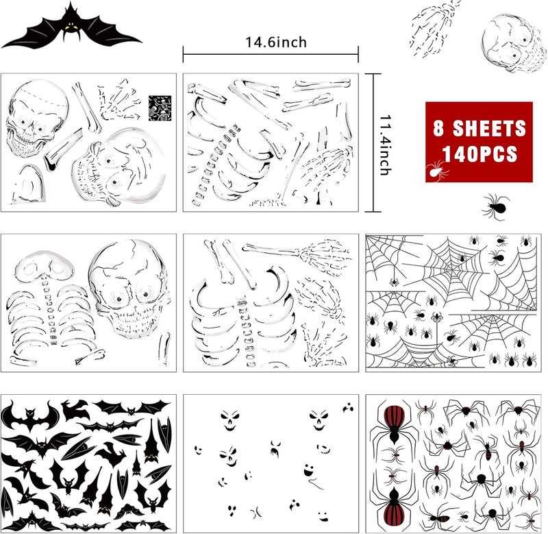 KUCHEY 140PCS Halloween Window Clings Decor for Halloween Decorations, Double Side Window Stickers Removable Glass Decals for Party Decorations Indoor - Image 2