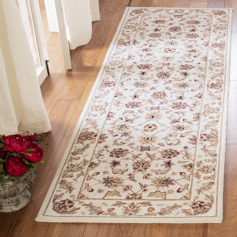 SAFAVIEH Chelsea Collection Runner Rug 3 x 12 Ivory Ivory HandHooked French Country Wool Ideal for High Traffic Areas in Living Room Bedroom HK78C