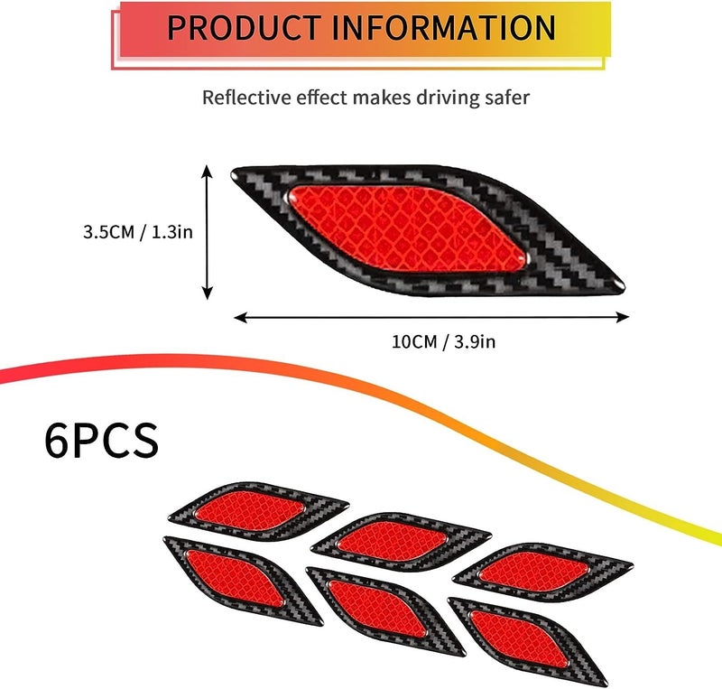 US1984 Car Reflective Stickers Side Marker Fender Bumper Safety Warning Sticker Universal Strong Reflector Warning Anti-Scratch Protector Decal Stickers for Car Night Visibility (Fender red) - Image 2