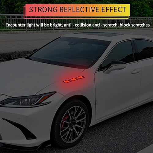 US1984 Car Reflective Stickers Side Marker Fender Bumper Safety Warning Sticker Universal Strong Reflector Warning Anti-Scratch Protector Decal Stickers for Car Night Visibility (Fender red) - Image 4