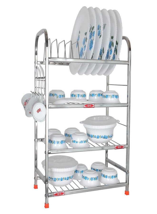 D.k 11 Stainless Steel Shelf Wall Mount Kitchen Dish Racks | Dish Rack with Cutlery and Plate Spoon Kitchen Utensil Stand | Modular Kitchen Bartan Stand (Size 18×24 inch) - Image 1