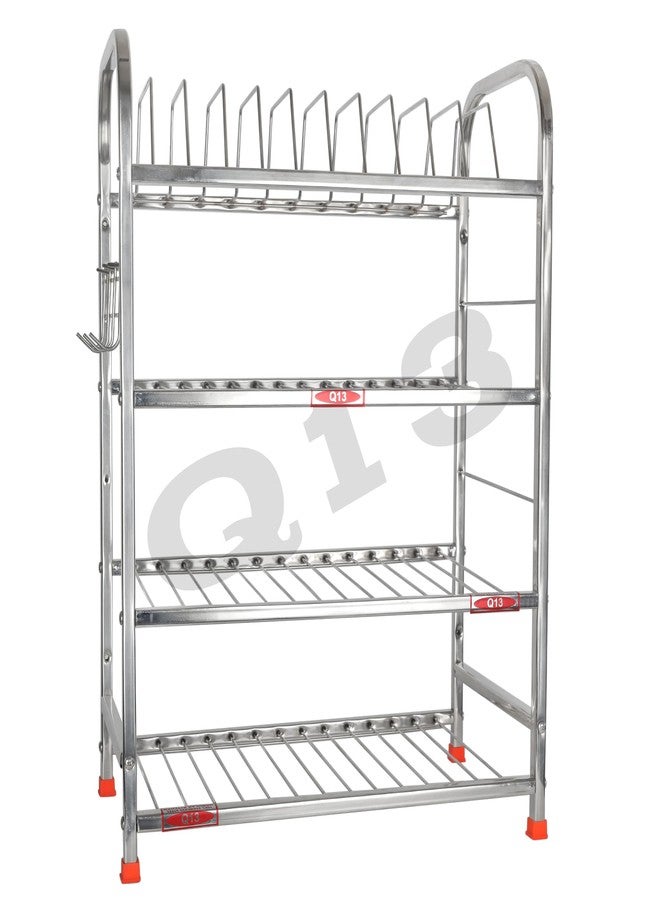 D.k 11 Stainless Steel Shelf Wall Mount Kitchen Dish Racks | Dish Rack with Cutlery and Plate Spoon Kitchen Utensil Stand | Modular Kitchen Bartan Stand (Size 18×24 inch) - Image 2