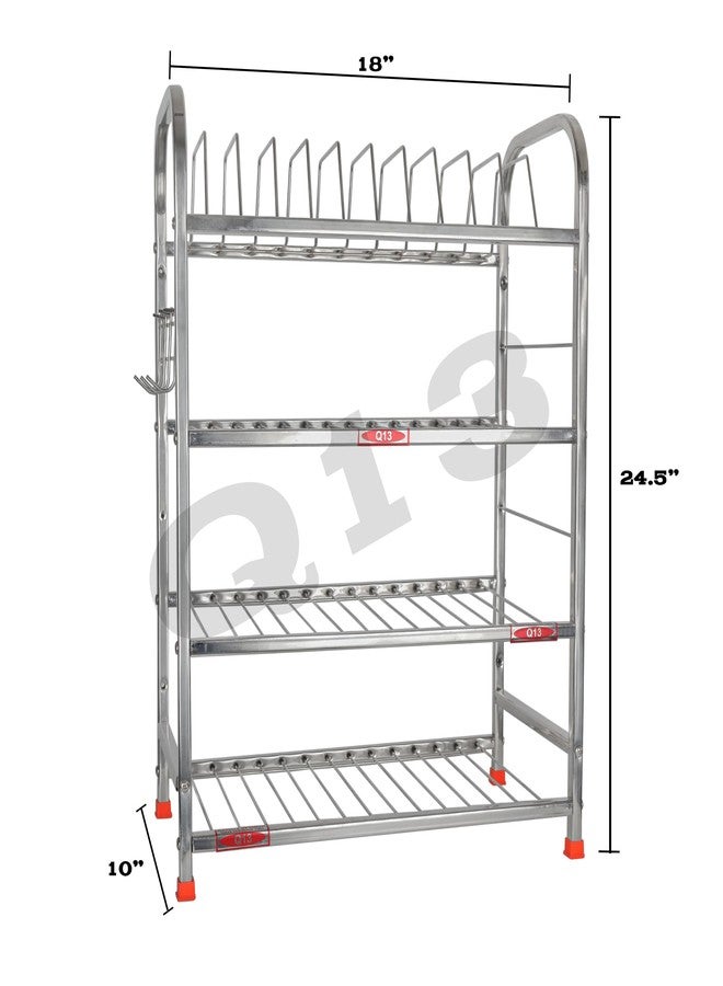 D.k 11 Stainless Steel Shelf Wall Mount Kitchen Dish Racks | Dish Rack with Cutlery and Plate Spoon Kitchen Utensil Stand | Modular Kitchen Bartan Stand (Size 18×24 inch) - Image 3