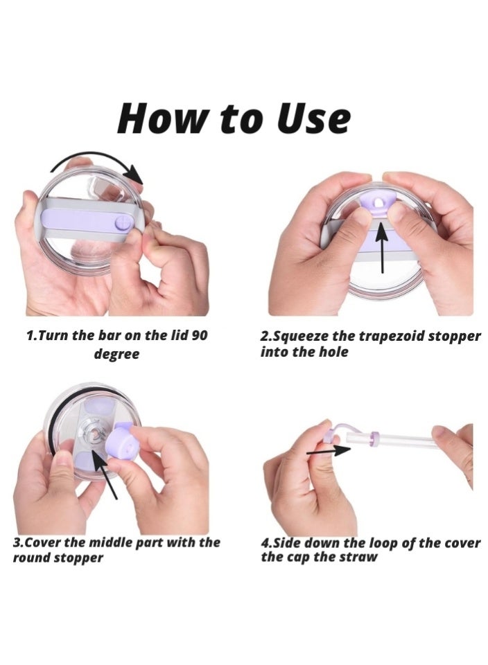 اس تي ان طقم مانع تسرب السيليكون لأكواب ستانلي - مجموعة ملحقات الأكواب سعة 30 أونصة و40 أونصة - يتضمن غطاء ماصة، وسدادة تسرب للغطاء، ومانع تسرب مربع - متوافق مع ستانلي كوينشر H2.0 فلو ستيت - أوركيد - Image 4