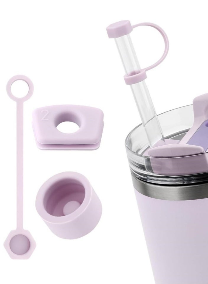 اس تي ان طقم مانع تسرب السيليكون لأكواب ستانلي - مجموعة ملحقات الأكواب سعة 30 أونصة و40 أونصة - يتضمن غطاء ماصة، وسدادة تسرب للغطاء، ومانع تسرب مربع - متوافق مع ستانلي كوينشر H2.0 فلو ستيت - أوركيد - Image 1