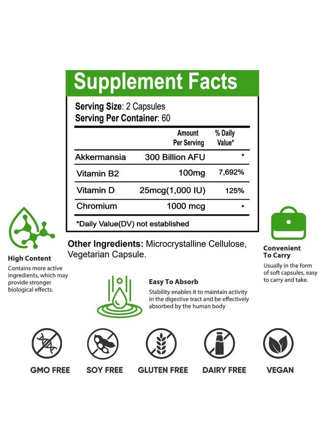 Topffy Akkermansia Probiotic -300 Billion AFU GLP-1 Booster, Digestive Enzymes with Probiotics and Prebiotics, for Digestive, Gut, Immune & Overall Health, for Men & Women (120 Capsules)
