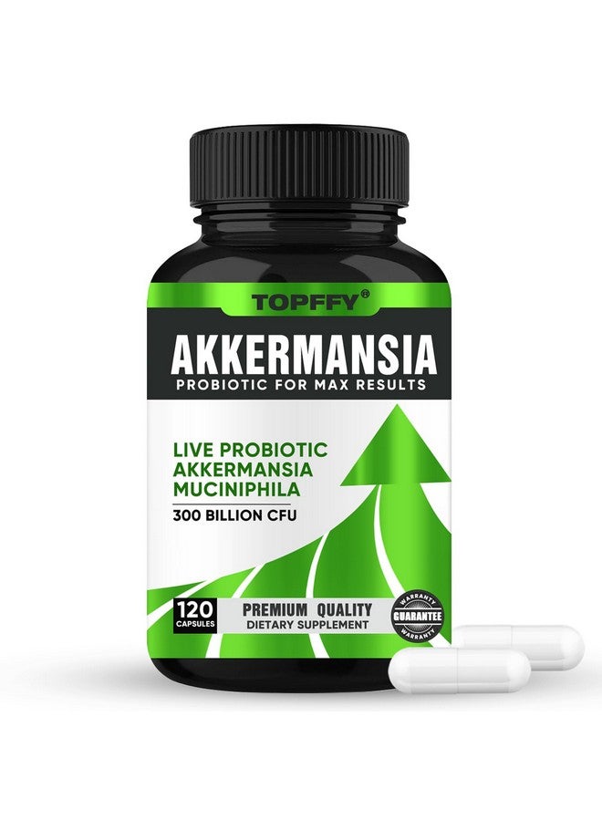 Topffy Akkermansia Probiotic -300 Billion AFU GLP-1 Booster, Digestive Enzymes with Probiotics and Prebiotics, for Digestive, Gut, Immune & Overall Health, for Men & Women (120 Capsules)