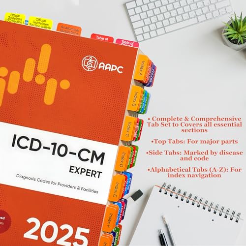 TINGYI أقسام فهرس مطورة لإصدار AAPC ICD-10-CM Expert 2025 الكتاب الرسمي الكامل للأكواد، 72 قسم ملون مغلف، 50 قسم ترميز و 22 قسم فارغ، مع دليل محاذاة، علامة مرجعية (الكتاب غير متضمن)  - Image 2