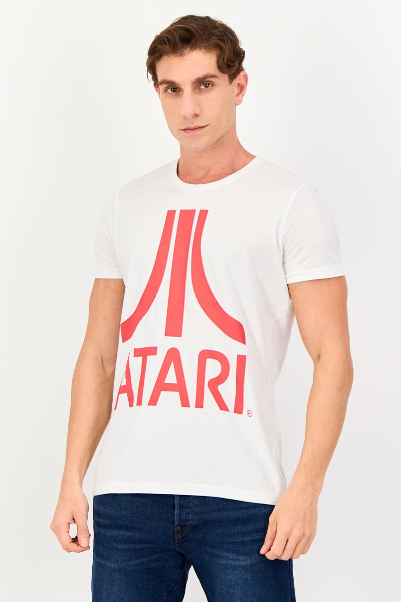 Atari Men Crew Neck Short Sleeve Graphic Print T-Shirt, White - Image 1