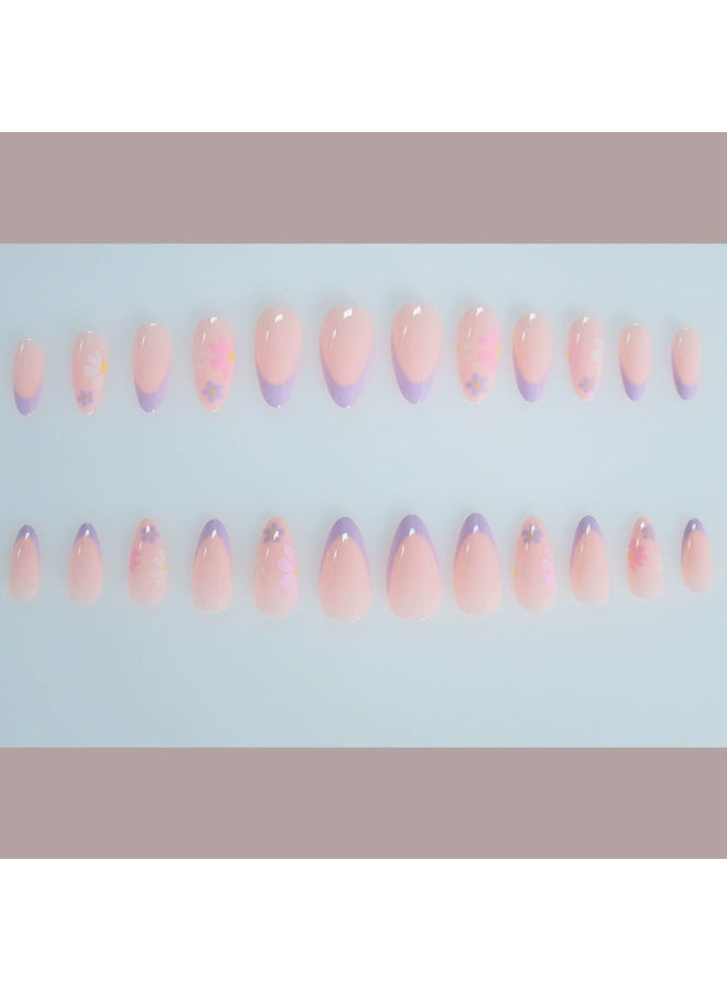 Goolsky Premium 24-Piece Chinese Style Floral French Press-on Nails for Sweet Elegance - Image 3