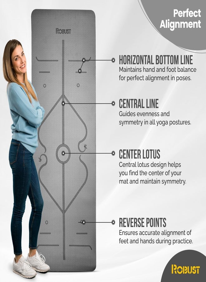 Robust Non-Slip Yoga Mat with Strap, TPE Eco-Friendly Workout Mat for Yoga with Position Lines and Texture Surface, Gym Mat for Women Men, Pilates and Exercises Anti Tear Sweat Proof Exercise Mat - Image 3