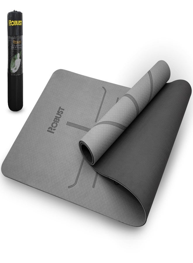 Robust Non-Slip Yoga Mat with Strap, TPE Eco-Friendly Workout Mat for Yoga with Position Lines and Texture Surface, Gym Mat for Women Men, Pilates and Exercises Anti Tear Sweat Proof Exercise Mat - Image 1