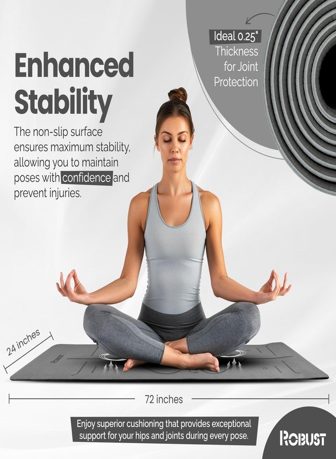 Robust Non-Slip Yoga Mat with Strap, TPE Eco-Friendly Workout Mat for Yoga with Position Lines and Texture Surface, Gym Mat for Women Men, Pilates and Exercises Anti Tear Sweat Proof Exercise Mat - Image 2