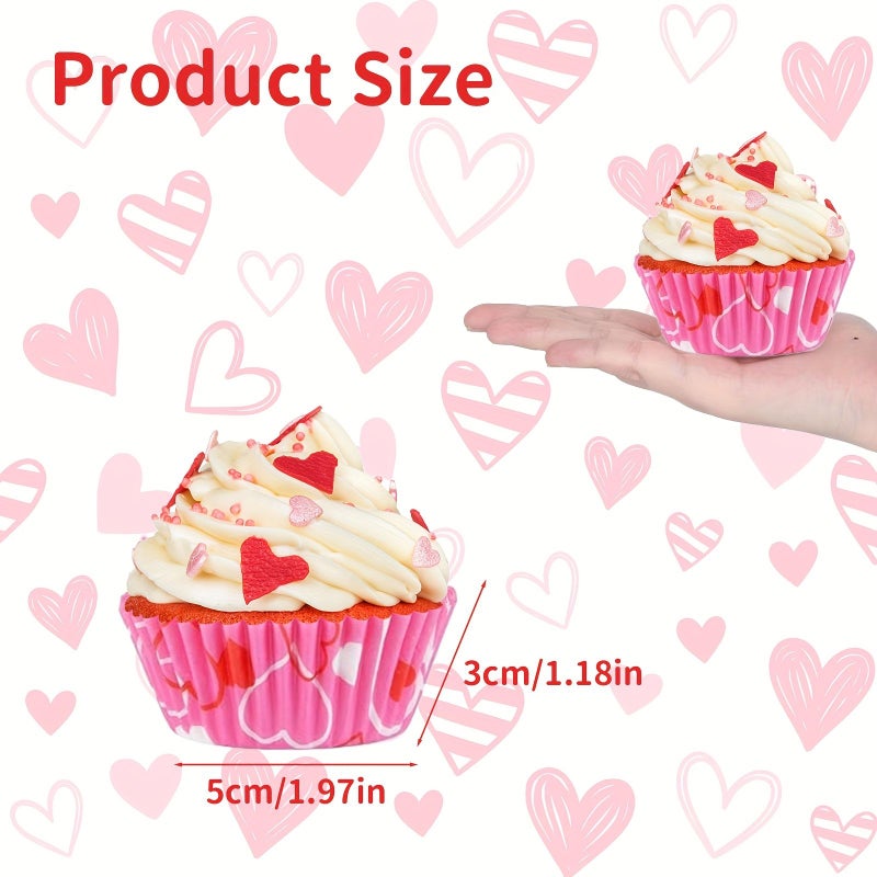 200pcs Disposable Valentine Cake Cups with Crisscross Heart Pattern for Parties - Image 2