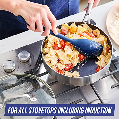 Blue Diamond HD Stainless Steel Clad Pro 10 Piece Cookware Pots and Pans Set, Diamond Infused Ceramic Nonstick, PFAS-Free, Dishwasher Safe, Oven and Broiler Safe, Silver - Image 3