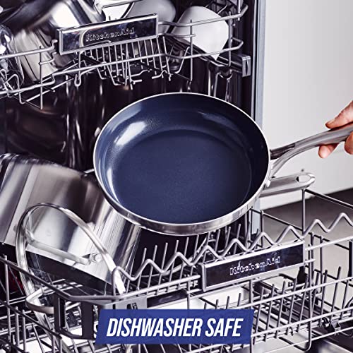 Blue Diamond HD Stainless Steel Clad Pro 10 Piece Cookware Pots and Pans Set, Diamond Infused Ceramic Nonstick, PFAS-Free, Dishwasher Safe, Oven and Broiler Safe, Silver - Image 5