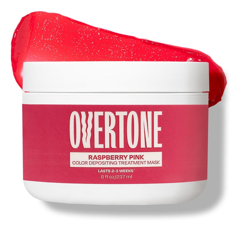Overtone Semi Permanent Hair Color Conditioner, Raspberry Pink, 8 oz, Nourishing, Damage-Free, Color Depositing Mask for All Hair Types with Shea Butter & Coconut Oil, Vegan & Cruelty-Free - Image 1