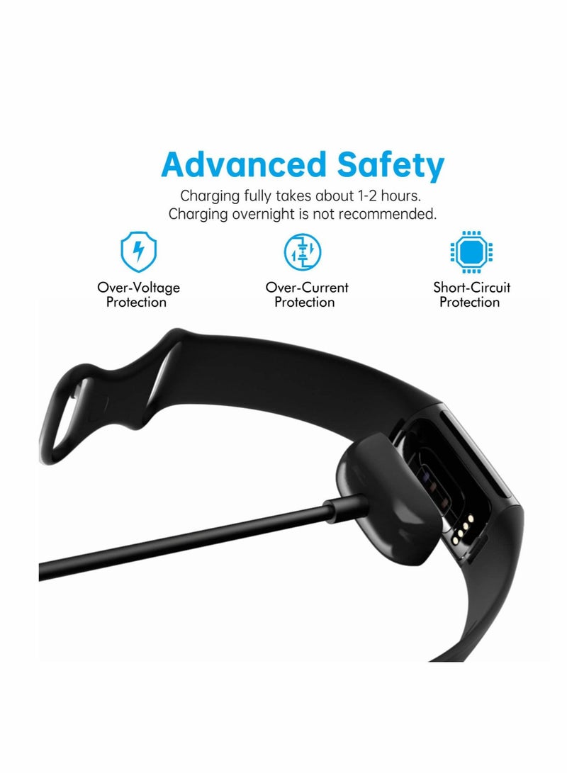 Excefore Charger Cable for Fitbit Charge 5 / Luxe, 2 Pack Upgraded Strong Magnetic Charging Cable with Reset Button Replacement for Fitbit Luxe & Fitbit Charge 5, Black Charging Cord Accessory(39.4"/19.7")  - Image 4