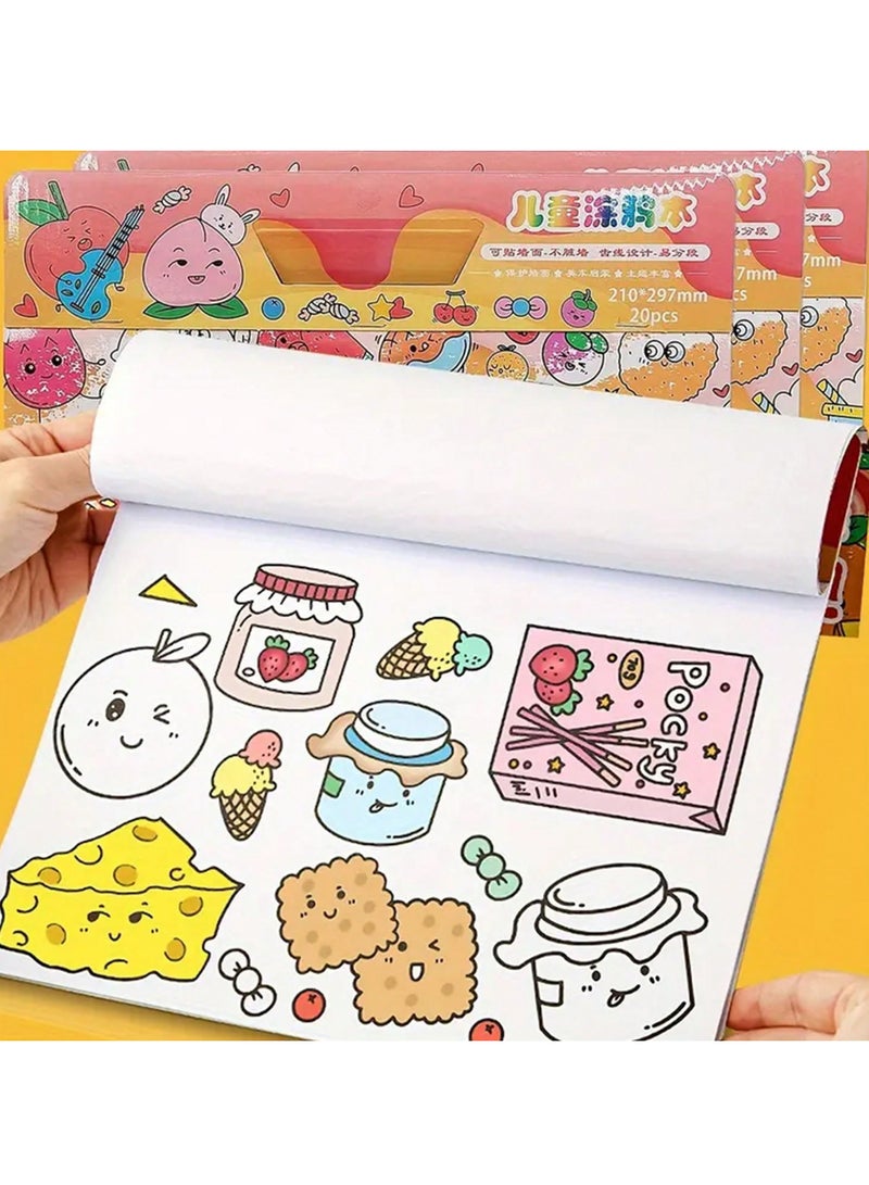Children's Doodle Book – 20 s for Coloring and Drawing, Movable and Reusable, Wall Stickable, Thick Paper for Art Fill-In; Perfect for School, Students, Stationery, and Learning Supplies - Image 1