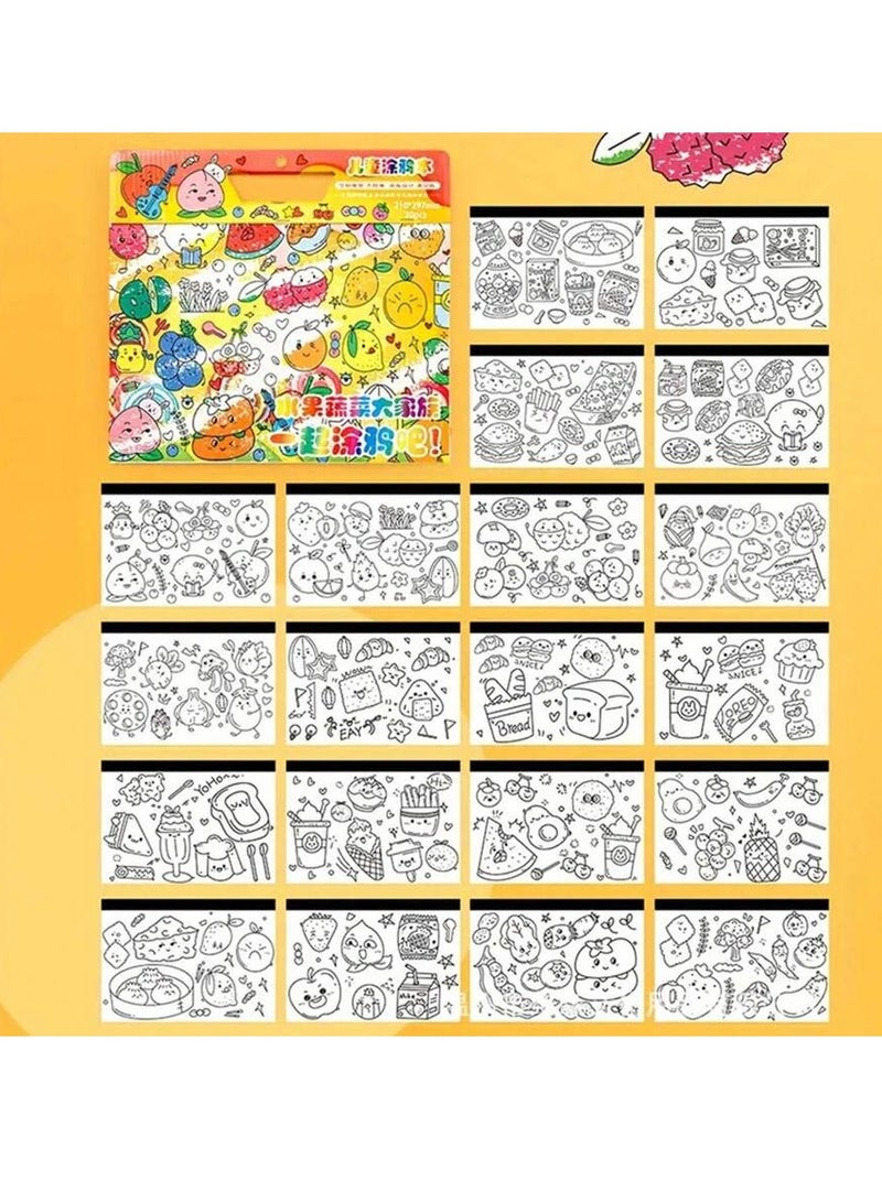 Children's Doodle Book – 20 s for Coloring and Drawing, Movable and Reusable, Wall Stickable, Thick Paper for Art Fill-In; Perfect for School, Students, Stationery, and Learning Supplies - Image 2