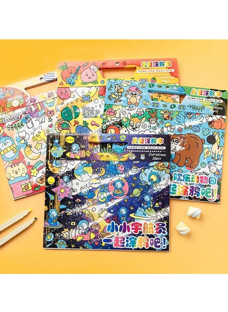 Children's Doodle Book – 20 s for Coloring and Drawing, Movable and Reusable, Wall Stickable, Thick Paper for Art Fill-In; Perfect for School, Students, Stationery, and Learning Supplies - Image 4