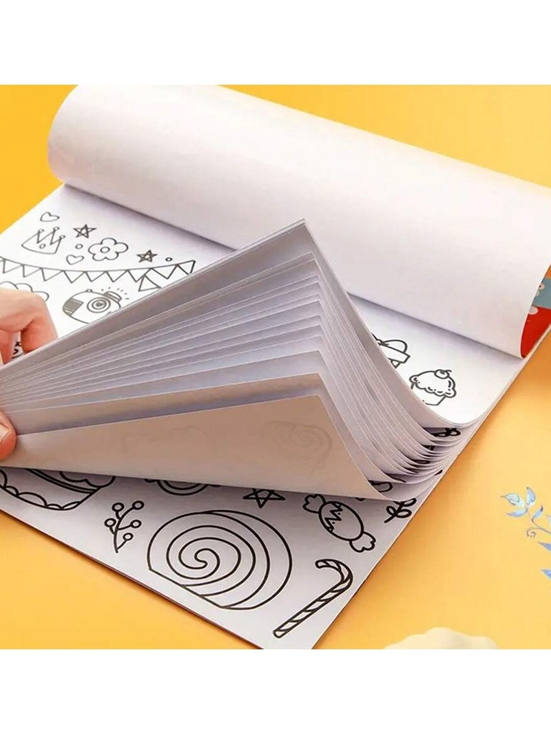 Children's Doodle Book – 20 s for Coloring and Drawing, Movable and Reusable, Wall Stickable, Thick Paper for Art Fill-In; Perfect for School, Students, Stationery, and Learning Supplies - Image 5