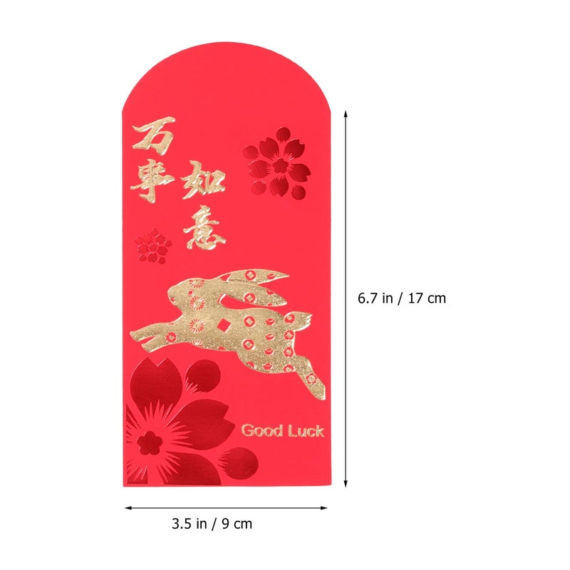 2023 Year Of The Bunny 24pcs Red Envelopes 90x170mm Lucky Money Packets For Chinese New Year - Image 3